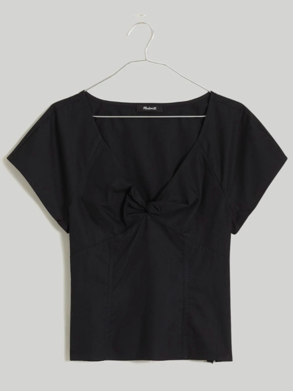 Madewell Cotton Poplin Twist Front Seamed Top Minimalist Quiet Luxury